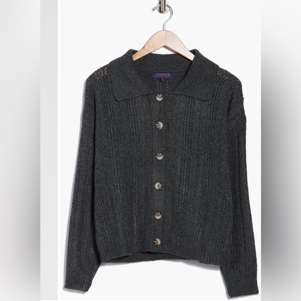 Joseph A. Medium Gray Button-Up Cardigan Women’s Size Large - Picture 3 of 16
